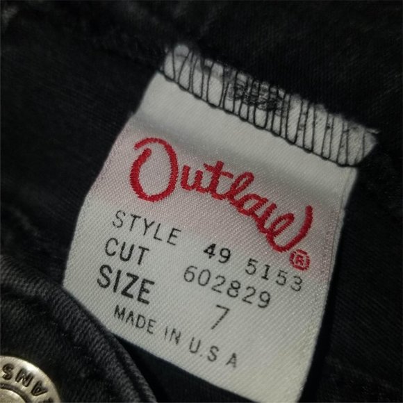 VTG 90s Outlaw Womens Black Capri Denim Stretch Jeans Size 7 - Picture 7 of 9